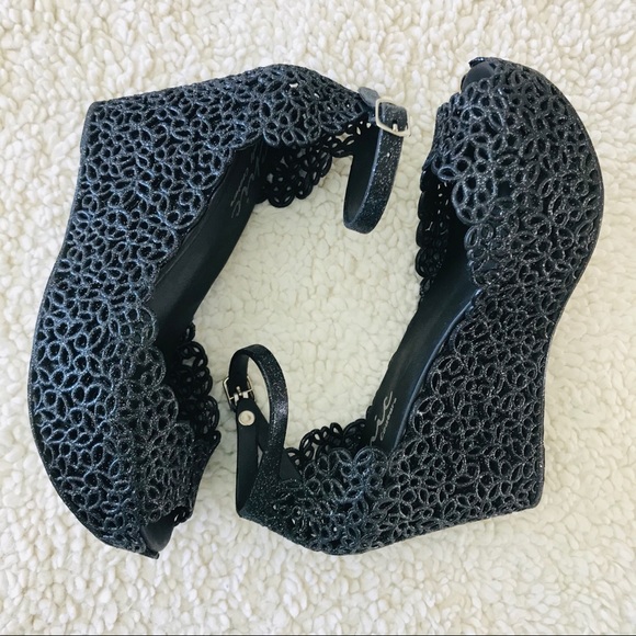 Chic by Lady Couture Black Glitter Wedges - Picture 3 of 6